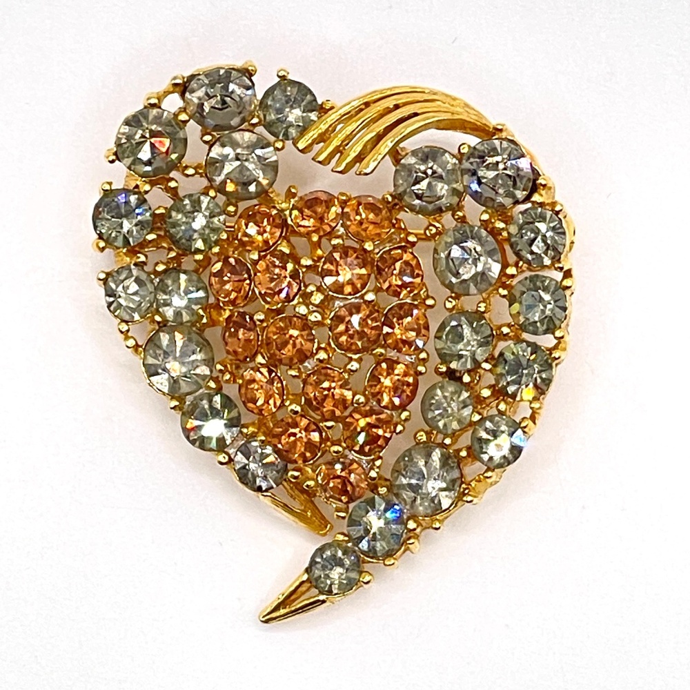 Lisner Vintage Brooch Rhinestone Heart
